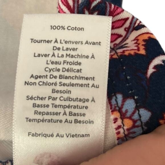 Talbots Paisley Cotton Shift Dress Women’s LP Knee Length Navy Pink 3/4 Sleeve - Picture 5 of 5